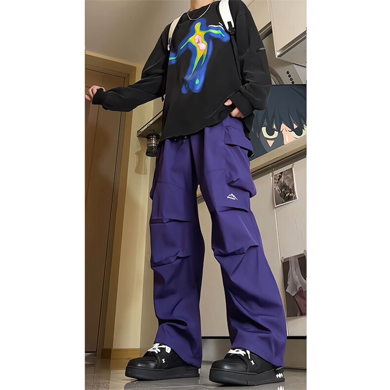 8XL-M春季伞兵冲锋裤男款大码户外机能刺绣登山裤直筒阔腿裤KZ020,男装休闲裤,电商B312