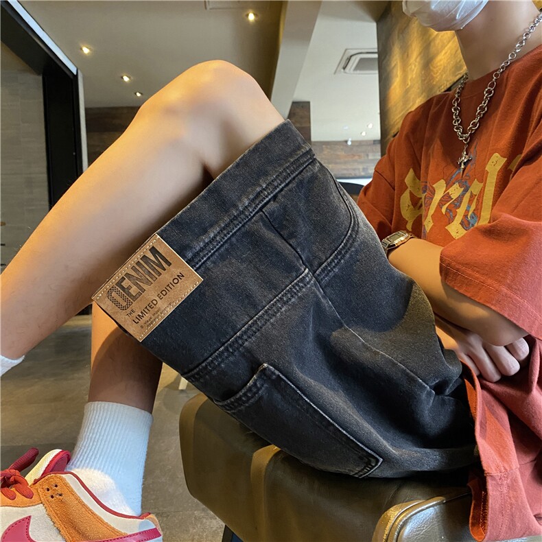 2025美式高街夏季新款反穿水洗宽松牛仔短裤B315-K24085-特p35,男装牛仔裤,电商B315