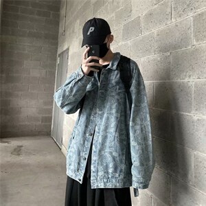 秋装新款男装潮休闲宽松牛仔外套男复古水洗夹克女上衣jk03-p75,男装夹克,星座1008-2