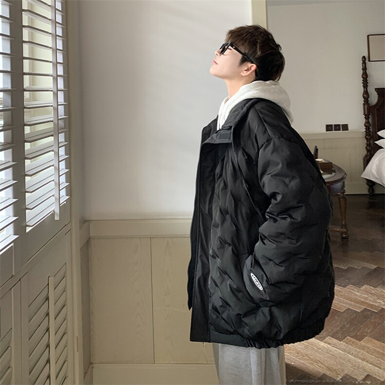 1情侣定制面料港风半高领棉服大码M-5XL棉服外套男8707P125控168,男装棉衣,星座226-2