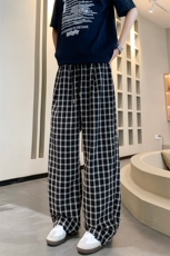 泡泡纱蓝色格子休闲裤YK313特批28面料：棉%聚酯纤维75%，男装休闲裤，电商A429