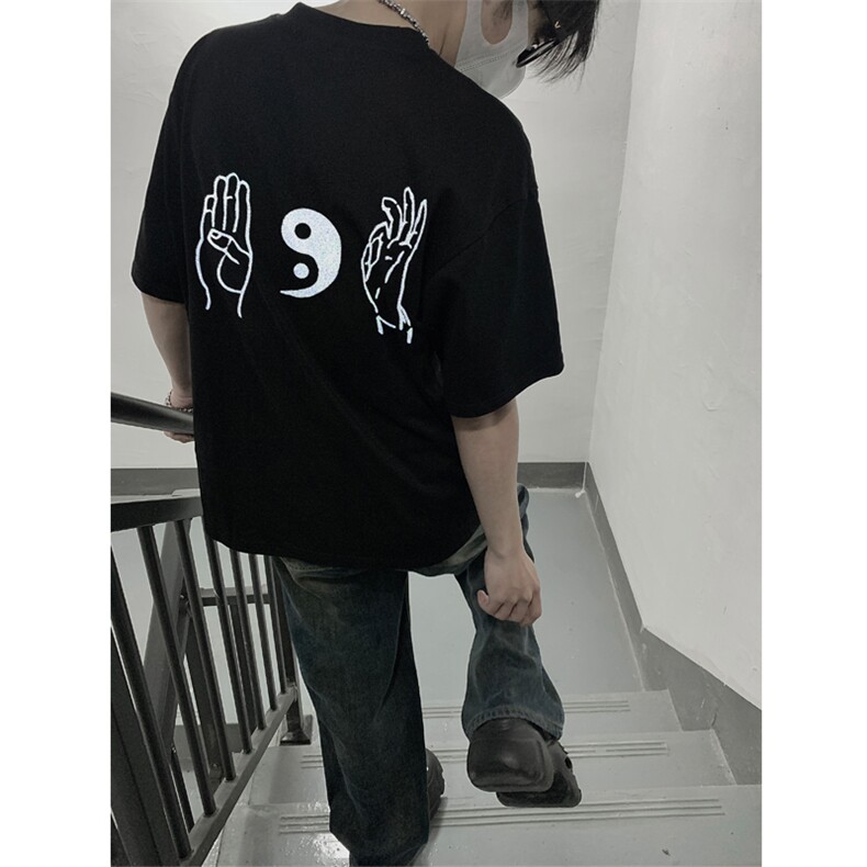 已做版权风八卦手重磅圆领新中式宽松休闲短袖t恤T69-P28,男装T恤,星座205-5