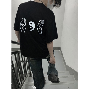 已做版权 风八卦手重磅圆领新中式宽松休闲短袖t恤 T69-P28图片