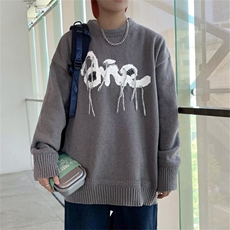 秋冬季加厚毛衣男女圆领套头潮牌ins休闲嘻哈宽松针织衫M4331-P55，男装针织衫/毛衣，星座1008-2