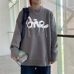 秋冬季加厚毛衣男女圆领套头潮牌ins休闲嘻哈宽松针织衫M4331-P55图片
