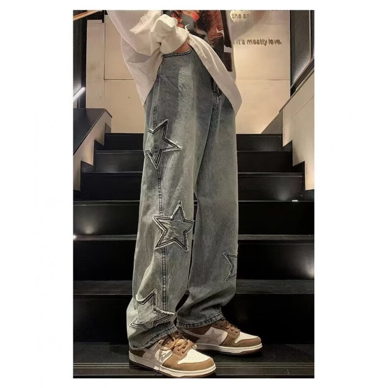 1506A/G88050/P44直筒牛仔长裤男高级感春季潮牌阔腿裤,男装休闲裤,星座1506A