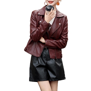 海宁高端时尚皮衣女2025春秋绵羊皮女短款皮夹克气质皮外套小个子图片