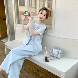 现货-天蓝色三件套+蕾丝上丝巾203-8900-P175-K238图片