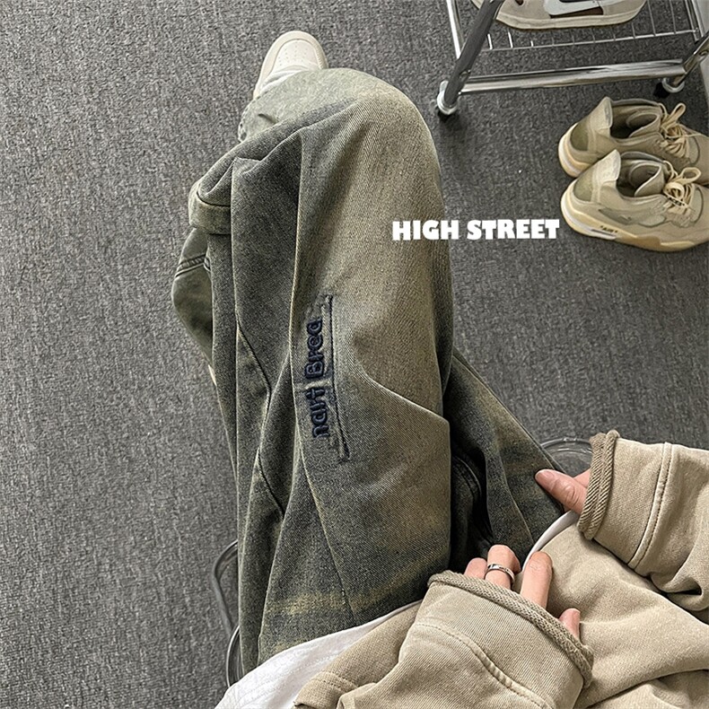 自家爆图XX315-P68-控98高街水洗设计感直筒拖地牛仔裤现货，男装牛仔裤，星座1608-1