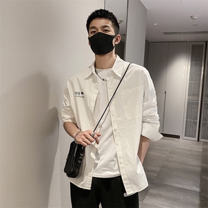 社会风秋纯色宽松爱心印花衬衫上衣B297-7703-P68控98图片