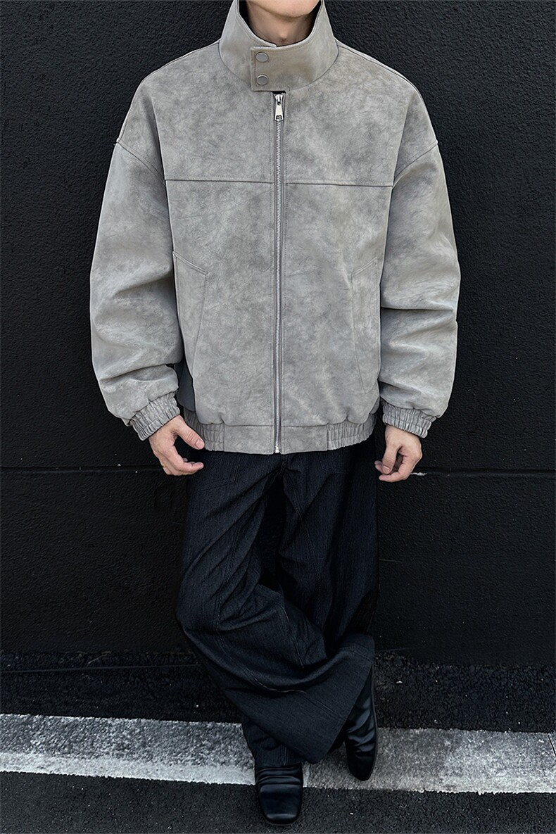 美式加绒扎染皮衣棉服保暖防风复古夹克外套5D3074-TP65不,男装夹克,电商A102