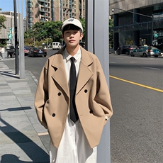 加棉加厚双排扣短款毛呢大衣外套潮504-F07-P85（加棉P95控138），男装毛呢大衣，星座504