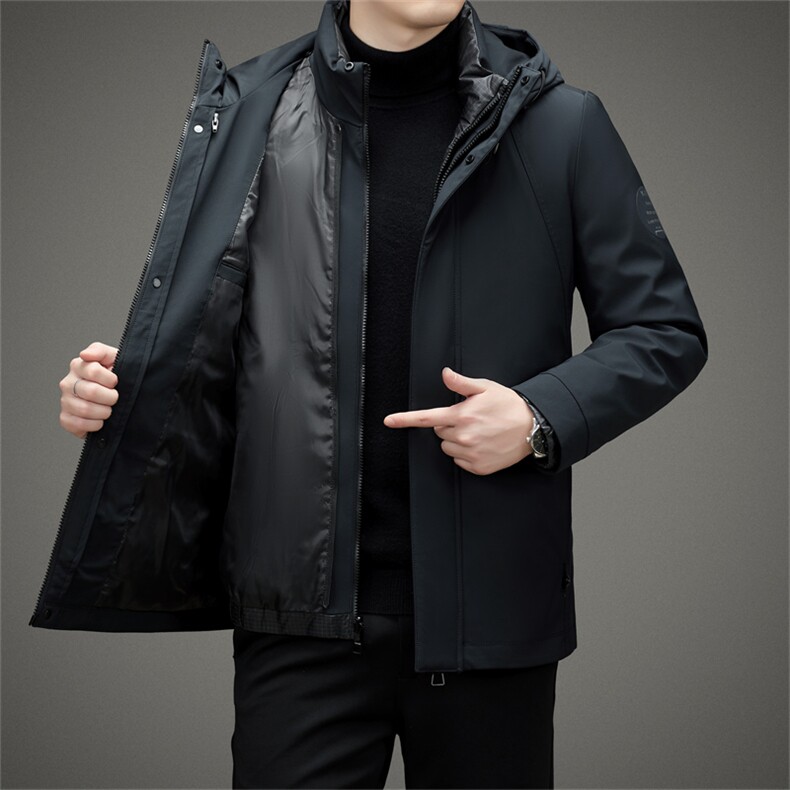 V2361钱塘2020-3秋冬中年男士连帽羽绒服保暖商务休闲外套P285,男装羽绒服,钱塘207-3