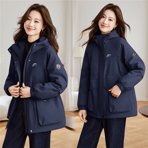 现货2025冬季新款休闲时尚连帽女士加厚加棉派克服图片
