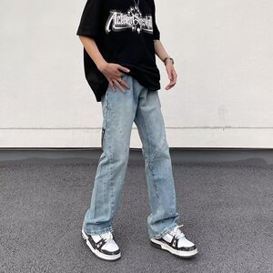 cleanfit弯刀微喇牛仔裤修身vibe美式窄版直筒长裤K60986-P50网图图片