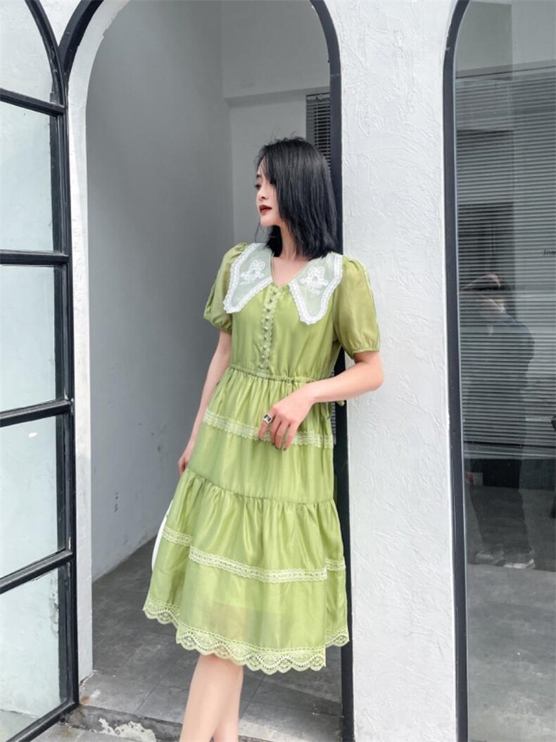 刺绣领连衣裙，女装连衣裙，天使公主