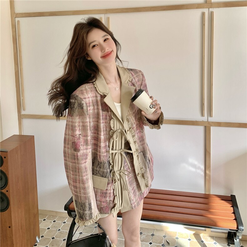 现货蕾丝拼接复合西装外套+短裙套装2C206-L758-P225-K368,女装套装/套裙,2C206