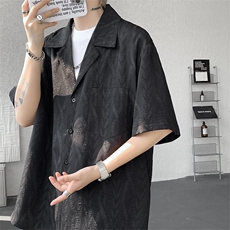 CS6020-P40控68夏季新款麻花提花古巴领短袖衬衫男，男装衬衫，电商A058-1（原电商C417）