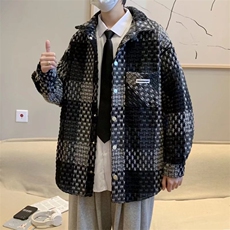 单排扣新款翻领潮流长袖青春流行夹克格子标准男外穿WT126p60，男装夹克，星座1013