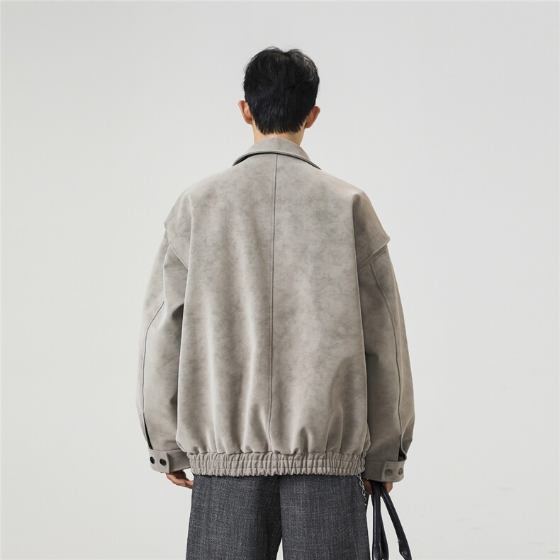 可二开雾霾脏脏灰解构大码M-5XL皮衣夹克无影墙JK78087特P85控138,男装皮衣,星座226-1