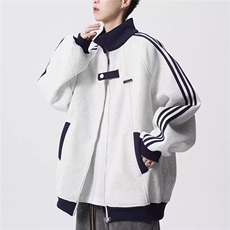 JK22-P48气质开衫百搭文艺潮流新款美式拼接痞帅外套，女装短外套，电商B323A