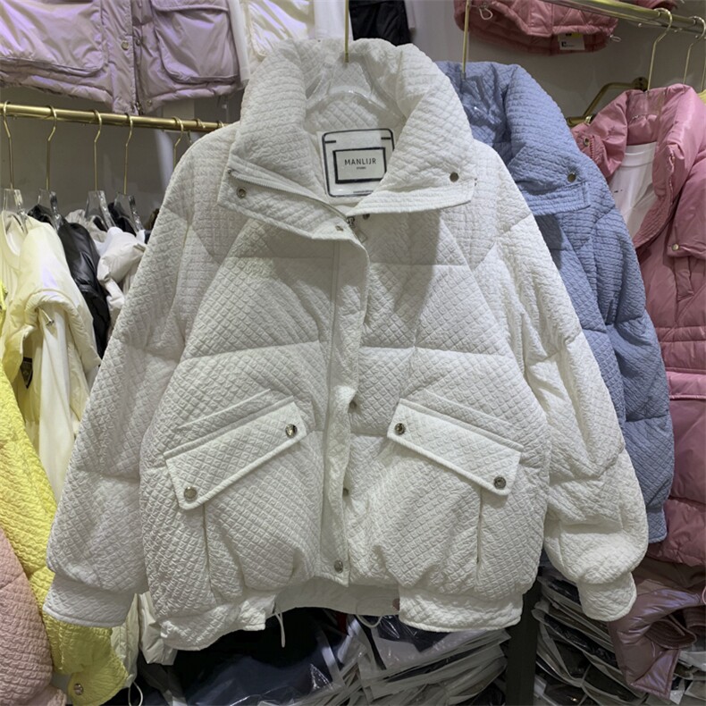 立领白色羽绒服女2021冬季新款韩版宽松时尚洋气加厚棉袄外套，女装羽绒服，潮品会