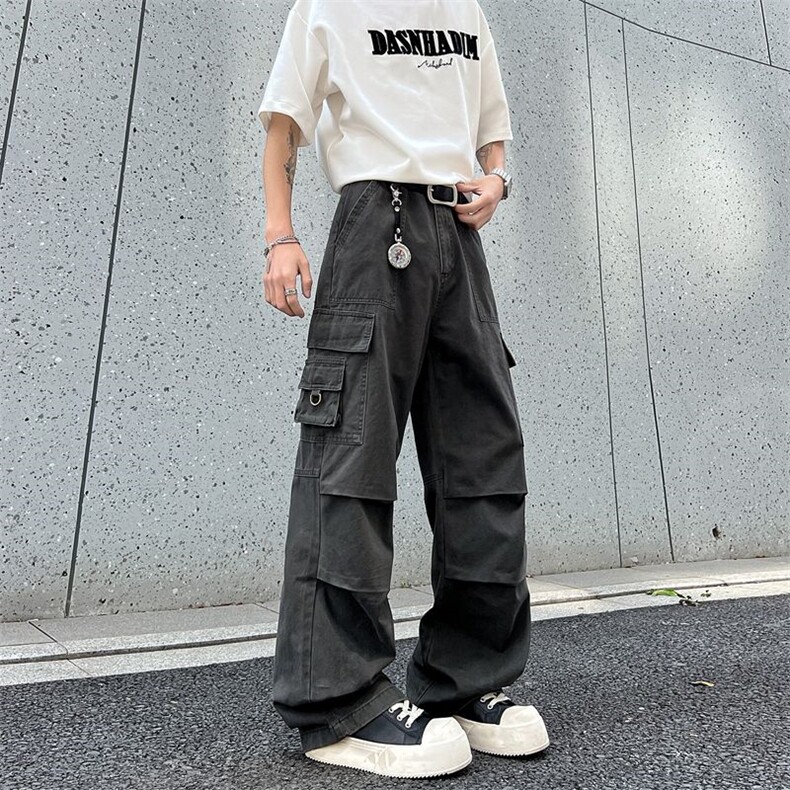 春夏季美式复古水洗做旧工装裤男女小众宽松直筒XZ201-KZ019P58，男装工装外套，星座201