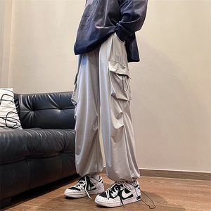 8XL-M 特大码冰丝裤男美式工装裤高腰垂感宽松防晒阔腿裤K962P45图片