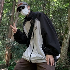 青春流行男夹克文艺潮外套冰丝皱拼接防晒衣P45，男装夹克，星座1116-2