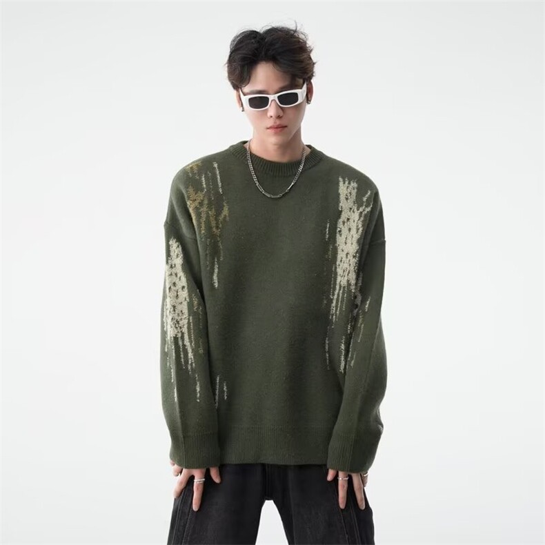 潮牌破坏版毛衣秋冬季宽松外穿高街痞帅感情侣针织衫YC133/P52,男装针织衫/毛衣,星座506