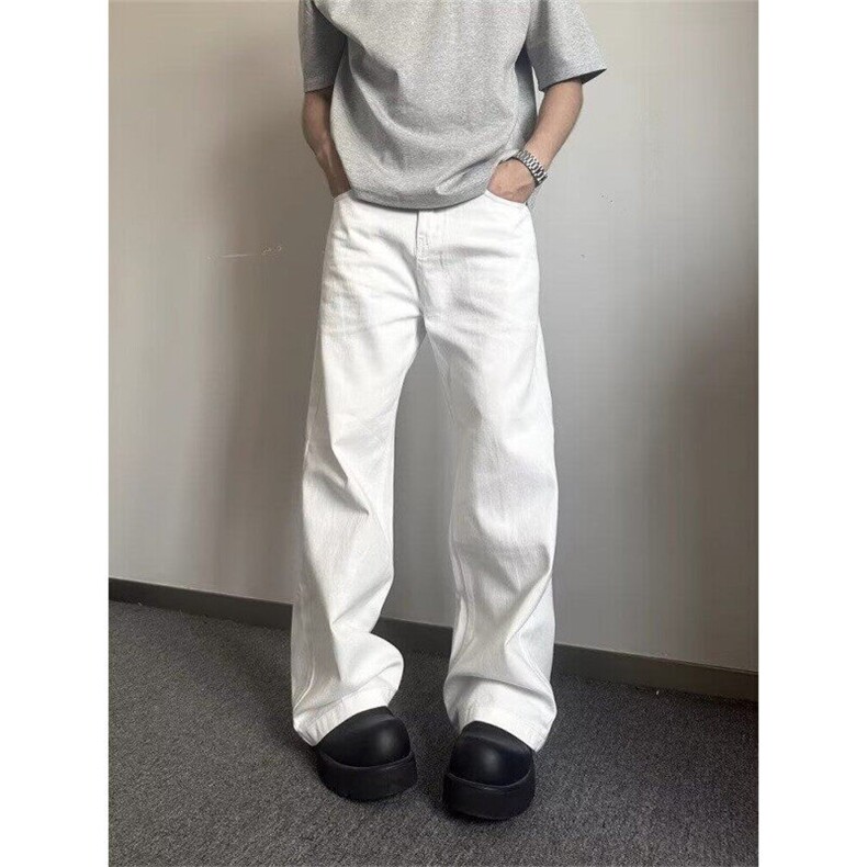 NZ602-港风纯色宽松直筒牛仔水洗简约阔腿长裤-网络图,男装牛仔裤,星座1002-2