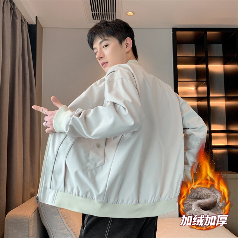 加绒加厚外套男女款放光条棒球服情侣飞行夹克JK0238-P73加绒P83,男装夹克,星座308B-2