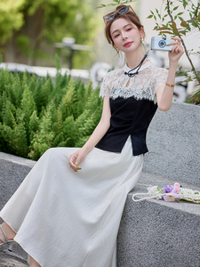 连衣裙女2026超火夏季新款气质巨好看的简单大方显瘦两件套装裙图片