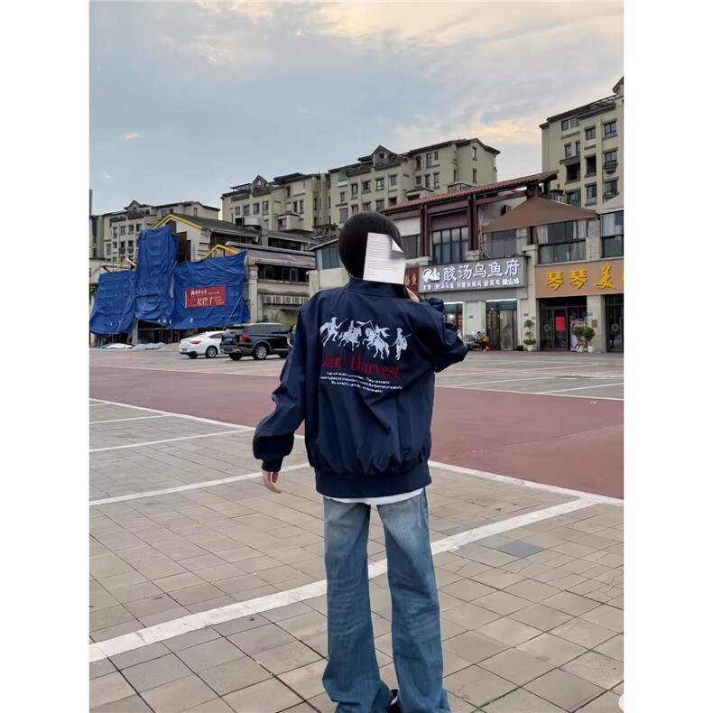 美式飞行员冲锋衣夹克女春秋新款设计感韩系宽松百搭棒球服外套女,男装夹克,星座1210-1
