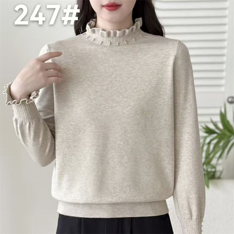 2025年秋季新款针织女士花领上衣时尚休闲通勤百搭,针织衫/毛衣,暖姿羊绒