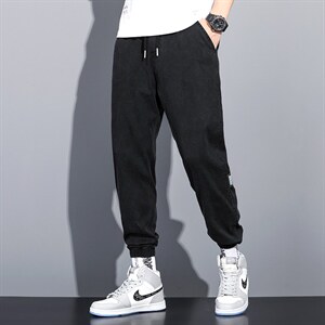 YK968-P45 新品牛仔裤男士秋季潮男宽松束脚四季哈伦休闲九分裤男图片