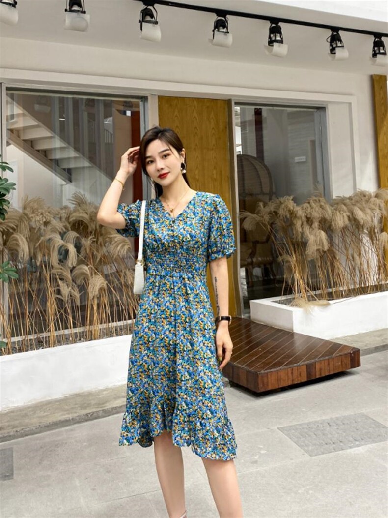 夏季气质碎花连衣裙,女装连衣裙,唯美
