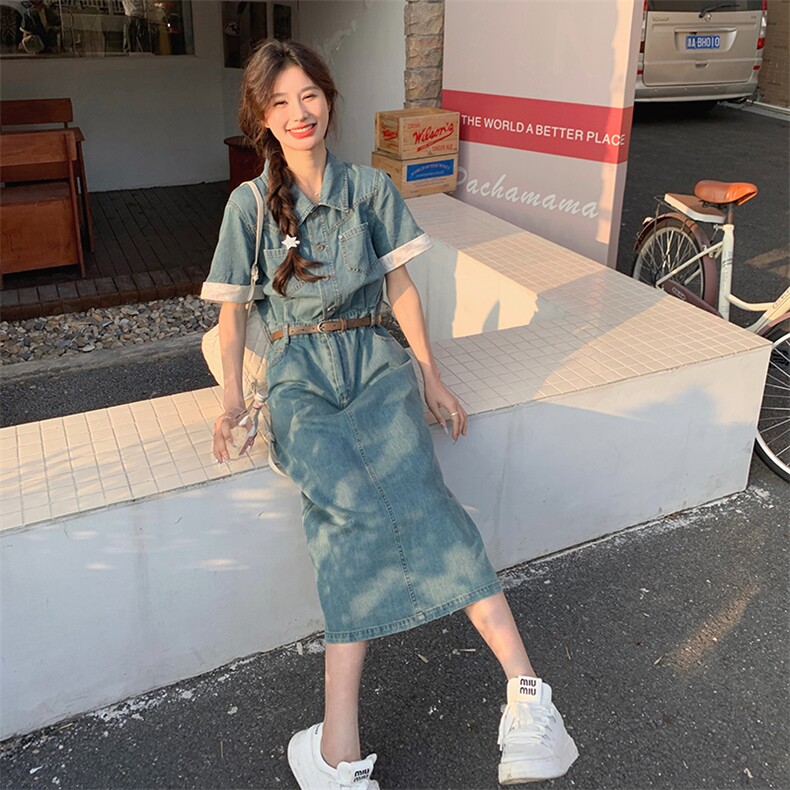 现货夏季牛仔拼色连衣裙2C098-820P135K188,女装连衣裙,2C098