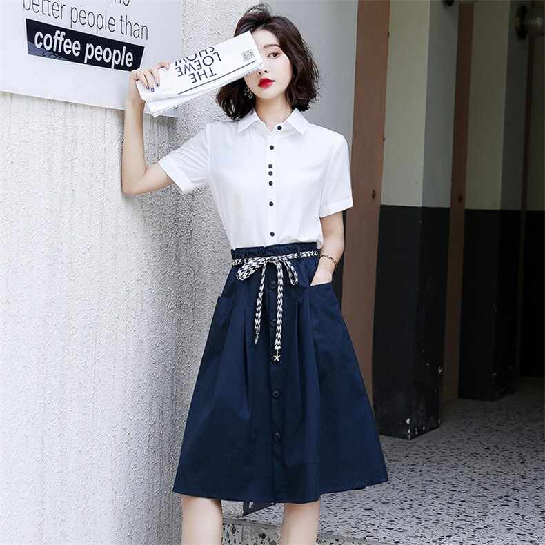 衬衫连衣裙两件套女夏季2025新款小个子显高显瘦高级感御姐套装裙,女装套装/套裙,难舍钰依