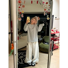 美式街头徽章字母刺绣卫裤男女宽松休闲设计感运动风百搭卫裤，男装休闲裤，星座1210-1