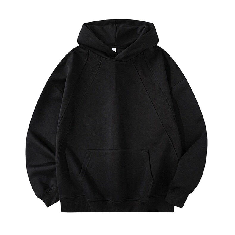 抖音得物二开秋冬美式高街重磅宽松结构螺纹拼接连帽卫衣外套X087，女装短外套，电商A486-1