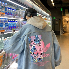 得物二开大货印花百搭牛仔夹克大码宽松休闲牛仔外套JK1264-P88，男装工装外套，星座1103-3