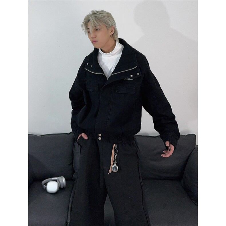 W10246-P83网图现货美式覆古街头cleanfit短款百搭夹克外套潮牌,男装夹克,星座1608