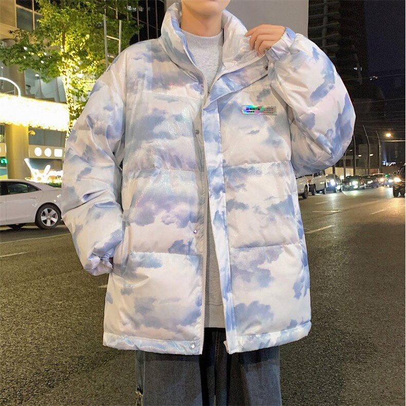 夜景迷彩亮面贴标白鸭绒休闲立领羽绒服A247-YR106特批195控298图片