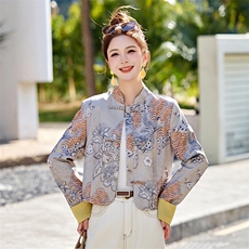 新中式国风印花盘扣外套女2025春新款独特超好看短款气质减龄上衣，女装短外套，韩宇舍