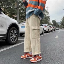 2026秋冬新款灯芯绒裤男韩版潮流休闲学生直筒bf阔腿坠感长裤kz08图片