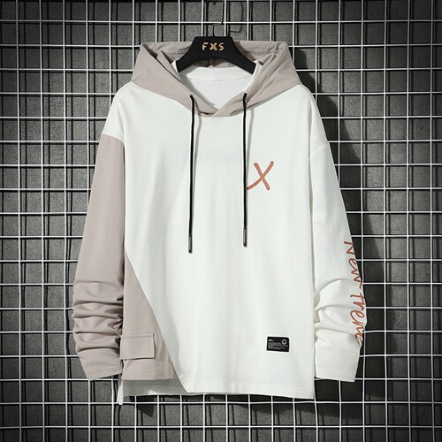 7XL~M外贸2023秋季新款潮连帽拼接撞色卫衣外套男大码胖子控价78，男装卫衣，钱塘717(原712)