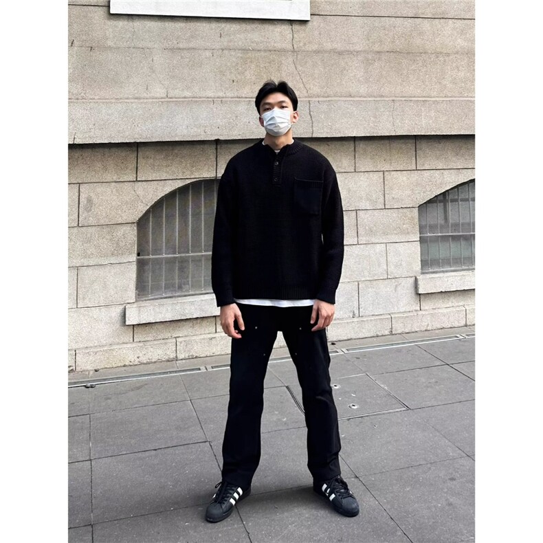 亨利领新款毛衣男冬季日系复古保暖毛线衣外套简约内搭打底衫毛衫,男装T恤,星座506A