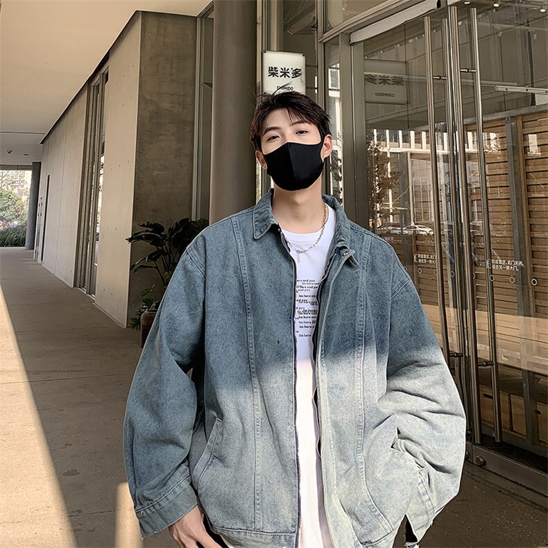 秋季新款牛仔外套男宽松潮牌帅气ins百搭牛仔夹克痞帅牛仔衣,男装夹克,星座410-7