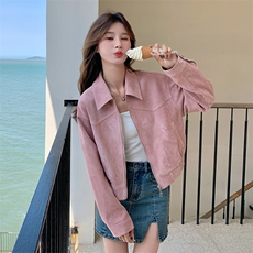 【有货】粉色麂皮绒夹克外套C303P135K188，女装短外套，2D113